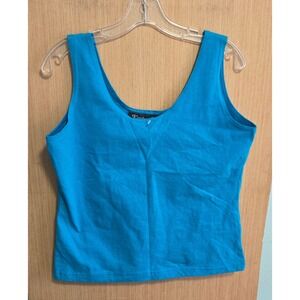 Katelyn Rose Vintage Turquoise Blue Scoop Neck Tank Top Womens Large Made in USA